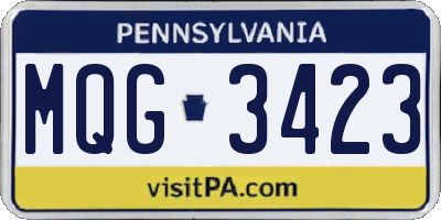 PA license plate MQG3423