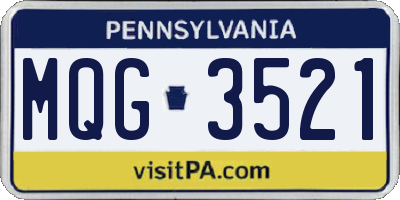 PA license plate MQG3521