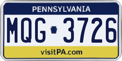 PA license plate MQG3726