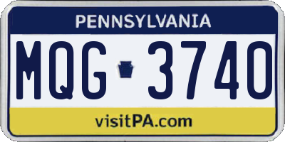 PA license plate MQG3740
