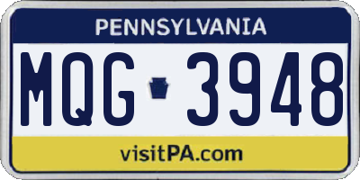 PA license plate MQG3948