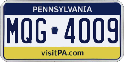 PA license plate MQG4009