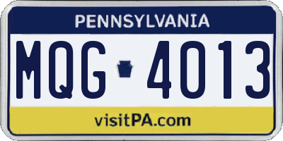 PA license plate MQG4013