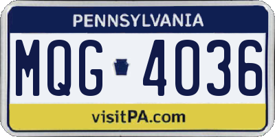 PA license plate MQG4036