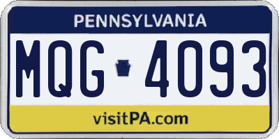 PA license plate MQG4093