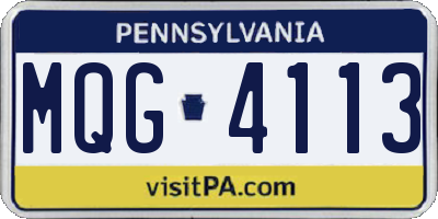 PA license plate MQG4113