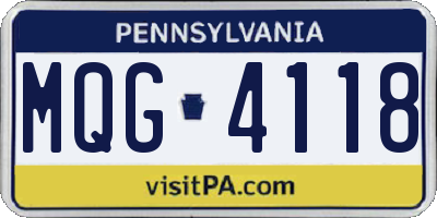PA license plate MQG4118