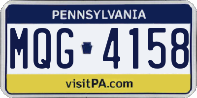 PA license plate MQG4158