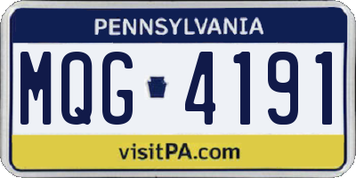 PA license plate MQG4191