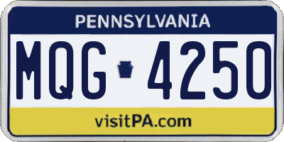 PA license plate MQG4250
