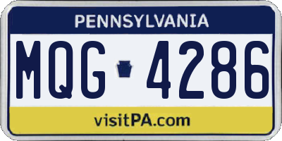 PA license plate MQG4286