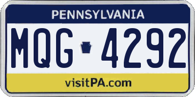 PA license plate MQG4292