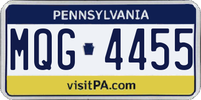 PA license plate MQG4455