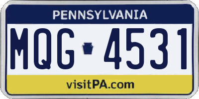 PA license plate MQG4531