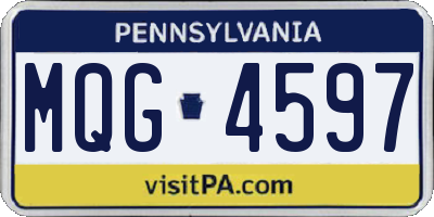 PA license plate MQG4597