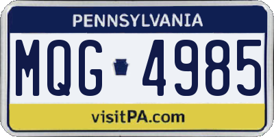 PA license plate MQG4985