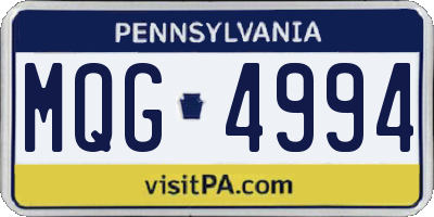 PA license plate MQG4994