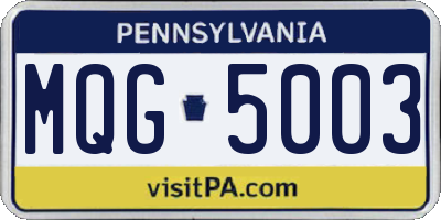 PA license plate MQG5003
