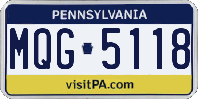 PA license plate MQG5118