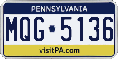 PA license plate MQG5136