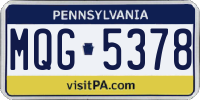 PA license plate MQG5378