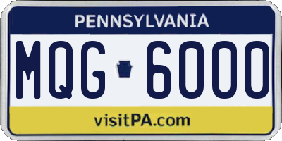 PA license plate MQG6000