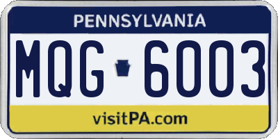PA license plate MQG6003