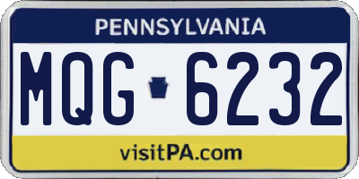PA license plate MQG6232