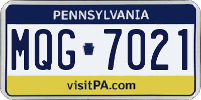 PA license plate MQG7021