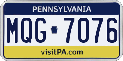 PA license plate MQG7076