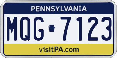 PA license plate MQG7123