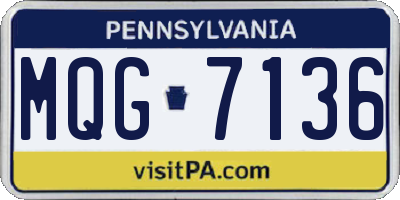 PA license plate MQG7136