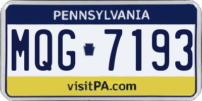 PA license plate MQG7193