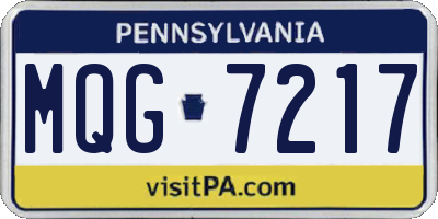 PA license plate MQG7217