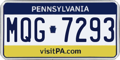 PA license plate MQG7293