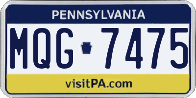 PA license plate MQG7475