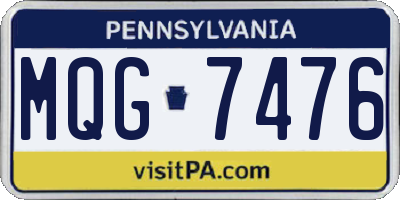 PA license plate MQG7476