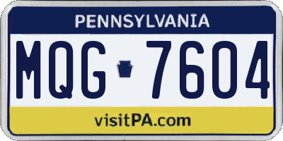PA license plate MQG7604