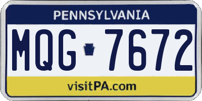 PA license plate MQG7672