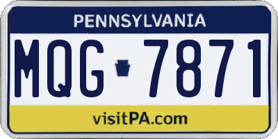 PA license plate MQG7871