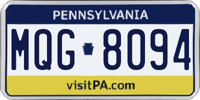 PA license plate MQG8094