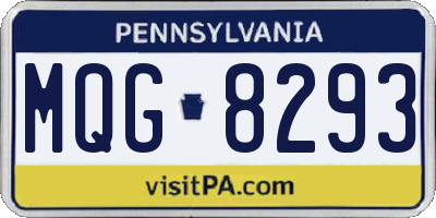 PA license plate MQG8293