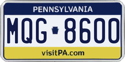 PA license plate MQG8600
