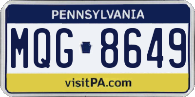 PA license plate MQG8649