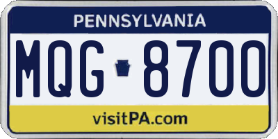 PA license plate MQG8700