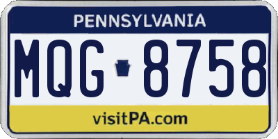 PA license plate MQG8758