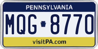 PA license plate MQG8770