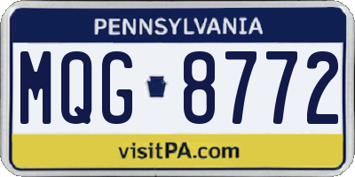 PA license plate MQG8772