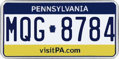 PA license plate MQG8784