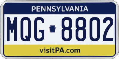 PA license plate MQG8802